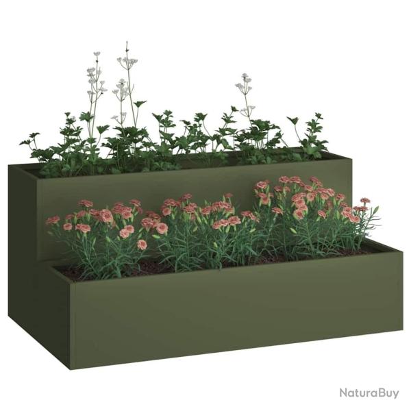jardini�re jardin 2 niveaux 100x60x45 cm Olive Acier