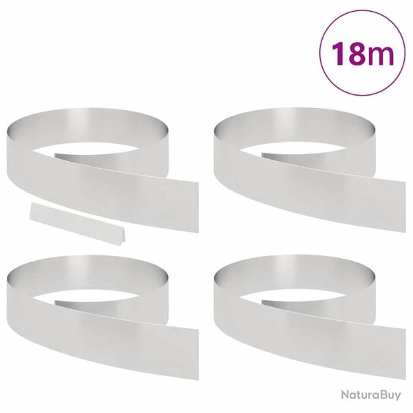 Bordure de jardin 4 pcs Argent 450 x 15 cm Acier inoxydable