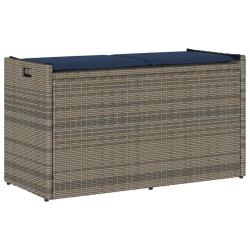 Banc de rangement ext&eacute;rieur coussin gris 100 cm r&eacute;sine tress&eacute;e