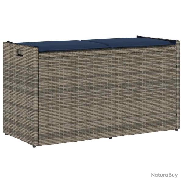 Banc de rangement extrieur coussin gris 100 cm rsine tresse
