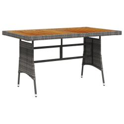 Table de jardin Gris 130x70x72 cm R&eacute;sine tress&eacute;e et acacia