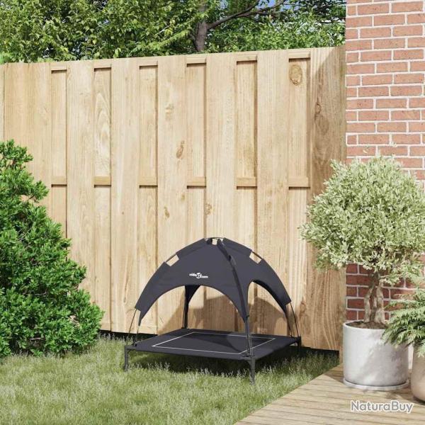 Lit surlev avec toit amovible Noir M Acier