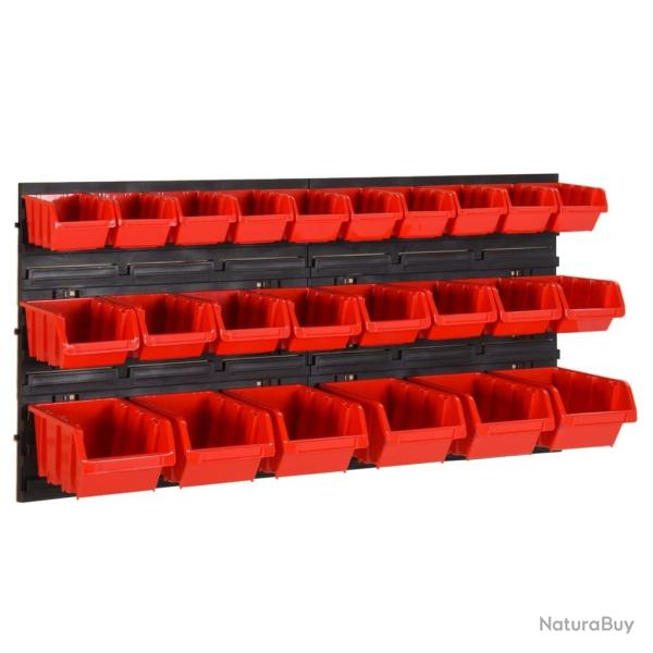 Ensemble d'�tag�res d'atelier 26 pcs Rouge et noir 77x39 cm PP