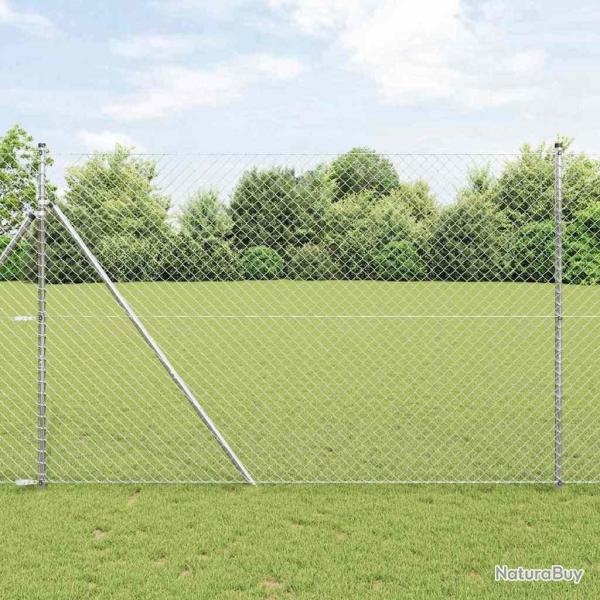 Jeu de Poteaux de Cl�ture Argent 1.5 x 10 m Acier galvanis�