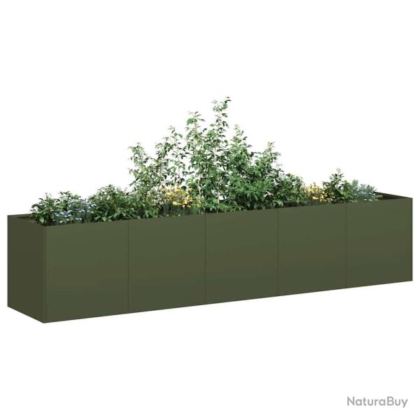 Jardini�re vert olive 200x40x40 cm acier lamin� � froid