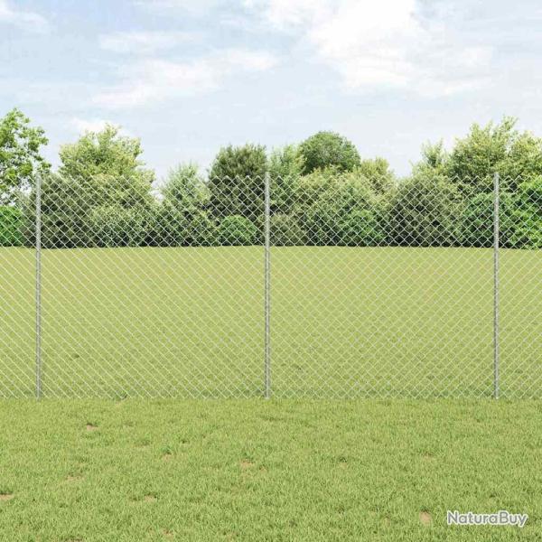 Cl�ture en treillis m�tallique avec 20 piquets U Argent 1.2x10 m Acier