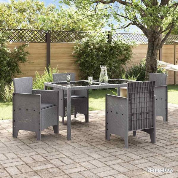 Chaises de jardin avec coussins 4 pcs Gris clair