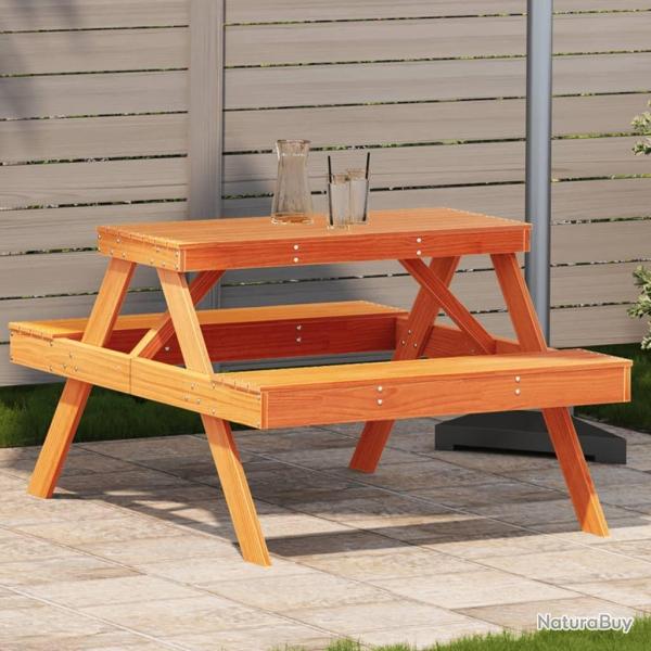 Table de pique-nique cire marron 105x134x75 cm bois massif pin
