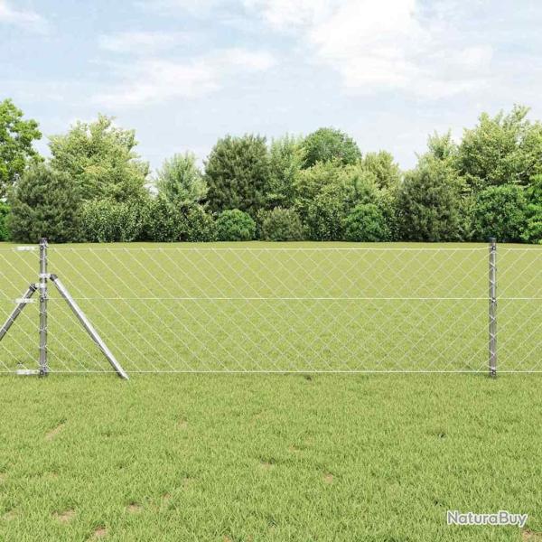 Jeu de Poteaux de Cl�ture Argent 0.6 x 25 m Acier galvanis�