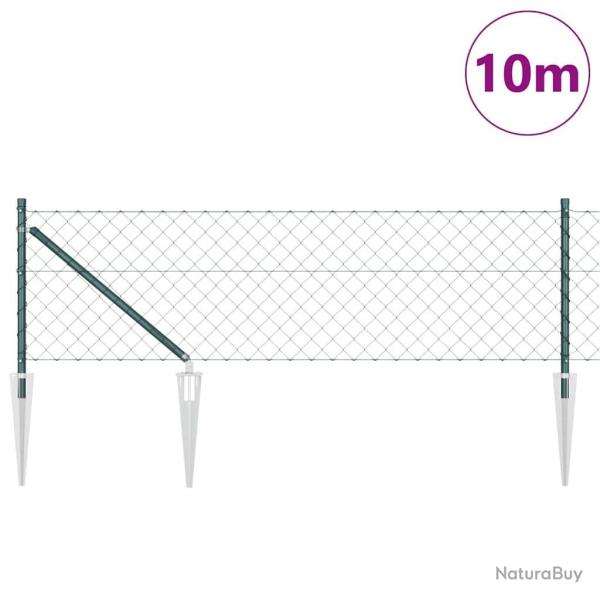 Jeu de Poteaux de Cl�ture Vert 0.6 x 10 m Acier galvanis�