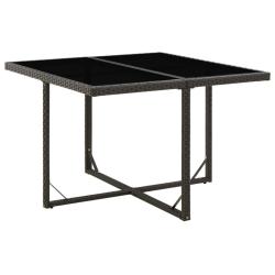 Table de jardin Noir 109x107x74 cm R&eacute;sine tress&eacute;e et verre