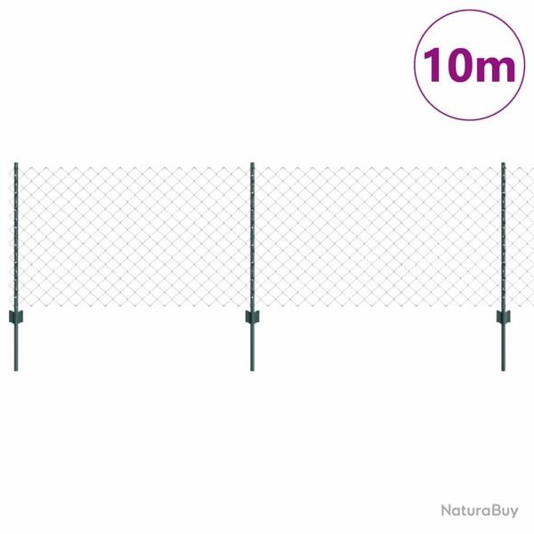 Cl�ture en cha�ne avec 10 poteaux U Vert 0,8x10 m Acier