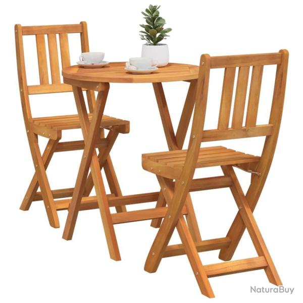 Ensemble Bistro Pliable 3 Pices en Bois Massif d'Acacia