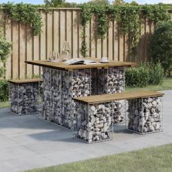 Table de jardin Gabion Design 100x102x72 cm Bois de pin impr&eacute;gn&eacute;