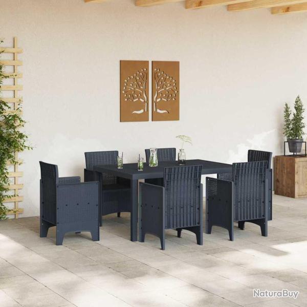 Table de jardin Anthracite 150x100x73 cm en poly rotin