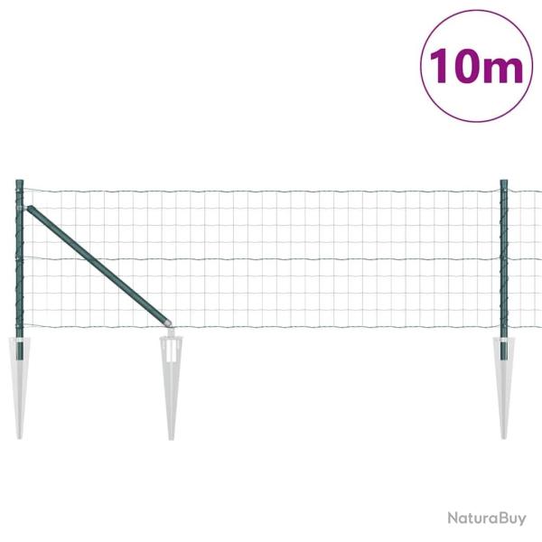 Cl�ture Euro avec 7 poteaux en pointe 0,6 x 10 m en acier galvanis� vert