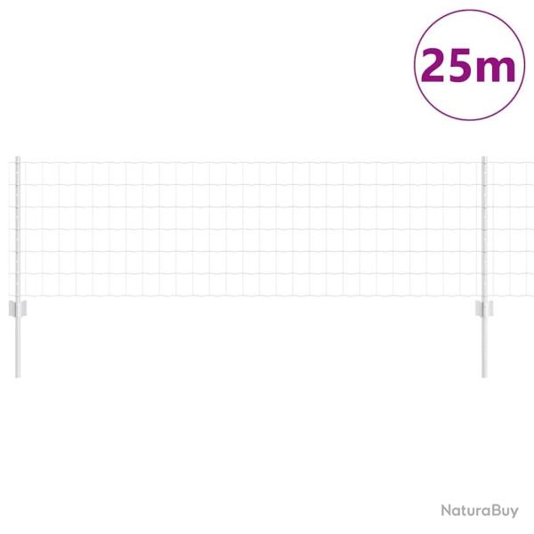 Cl�ture Euro avec 11 poteaux en U Argent 0,6x25 m Acier