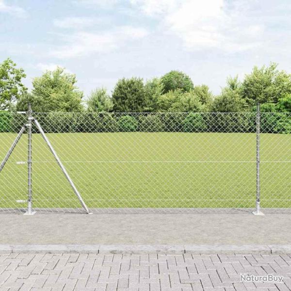 Jeu de Poteaux de Cl�ture Argent 10 m x 1 m Acier galvanis�