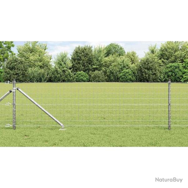 Cl�ture Euro avec 7 poteaux en pointe 0,4 x 10 m en acier galvanis�