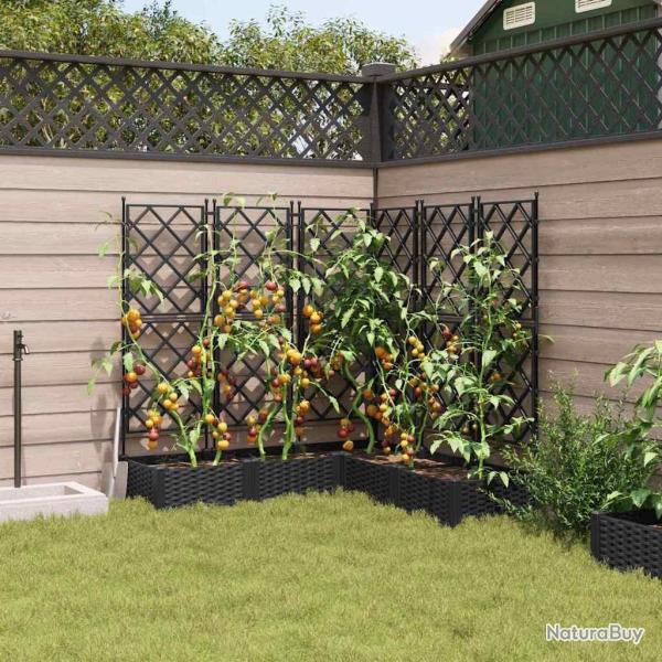 Jardini�re avec Trellis 5 pcs Noir 120x120x125.5 cm