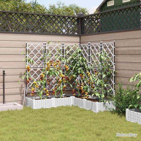 Jardini�re de Jardin avec Treillis 5 pcs Blanche 120x120x125.5 cm