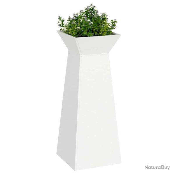 Potte de jardin Pillar avec bol blanc 40x40x100 cm en acier.