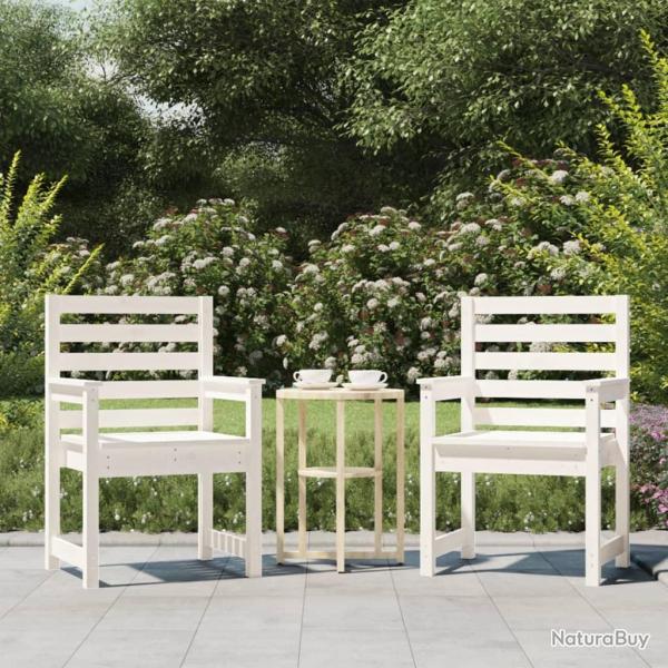 Chaises de jardin lot de 2 blanc 60x48x91 cm bois massif de pin
