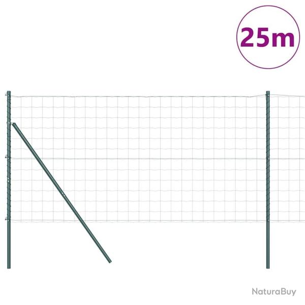 Cl�ture Euro avec 13 poteaux de 1x25 m en acier galvanis� vert.
