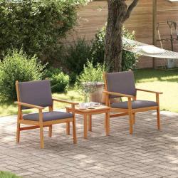 Chaises de jardin 2 pcs avec coussins en bois d'acacia massif