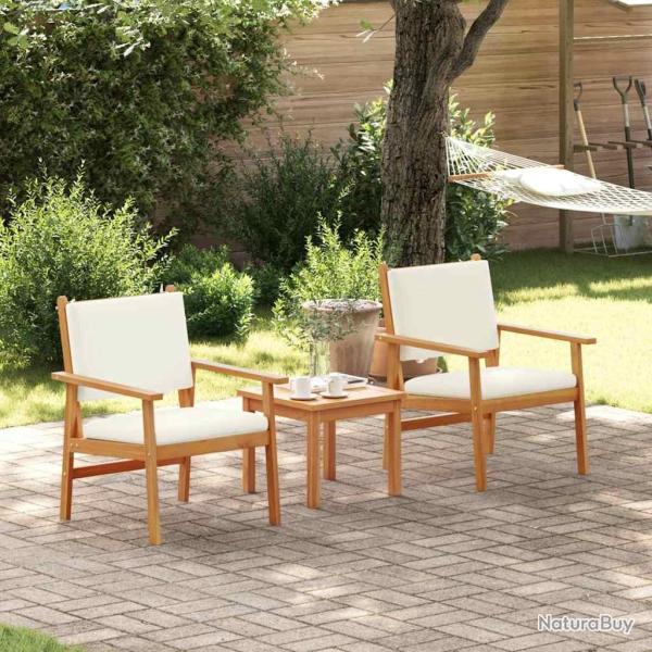 Chaises de jardin 2 pcs avec coussins en bois d'acacia solide