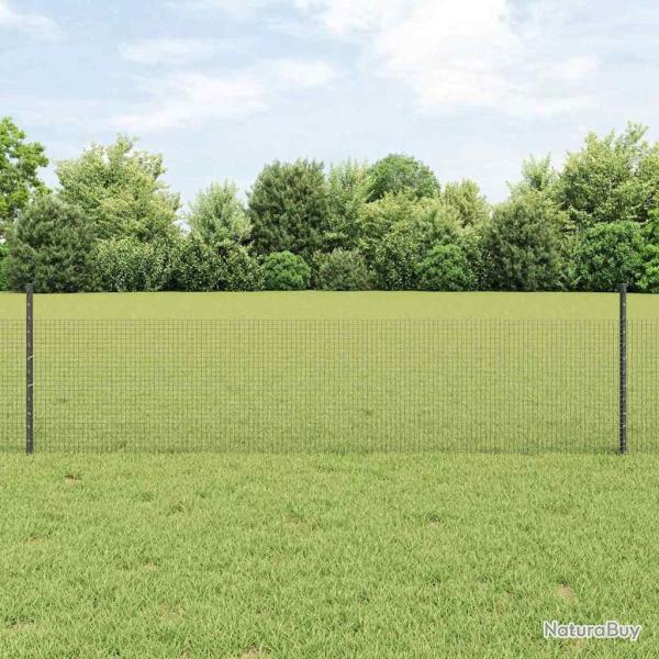 Cl�ture en fil d'acier soud� avec 22 poteaux U gris 0,5x50 m acier