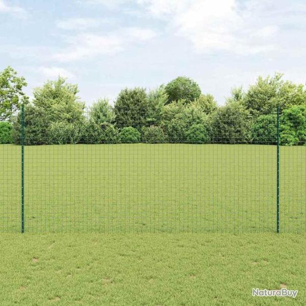 Cl�ture Euro avec 5 poteaux en U Vert 1.6x10 m Acier