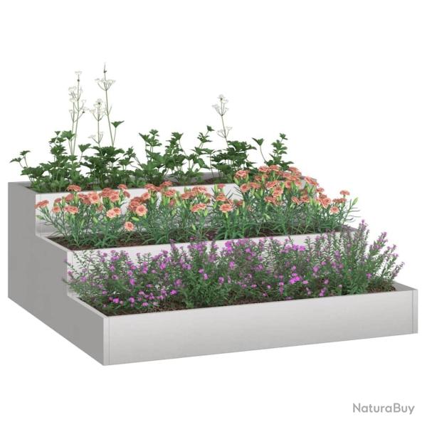 Jardini�re jardin 3 niveaux 90x90x35 cm acier inoxydable