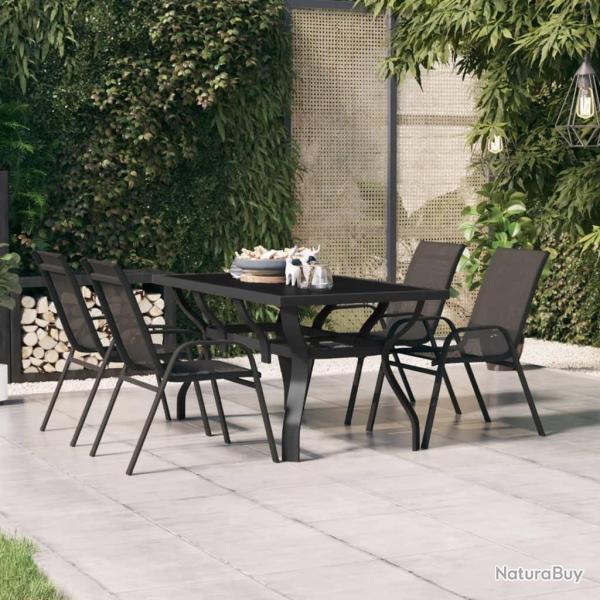 Table de jardin Noir 140x70x70 cm Acier et verre
