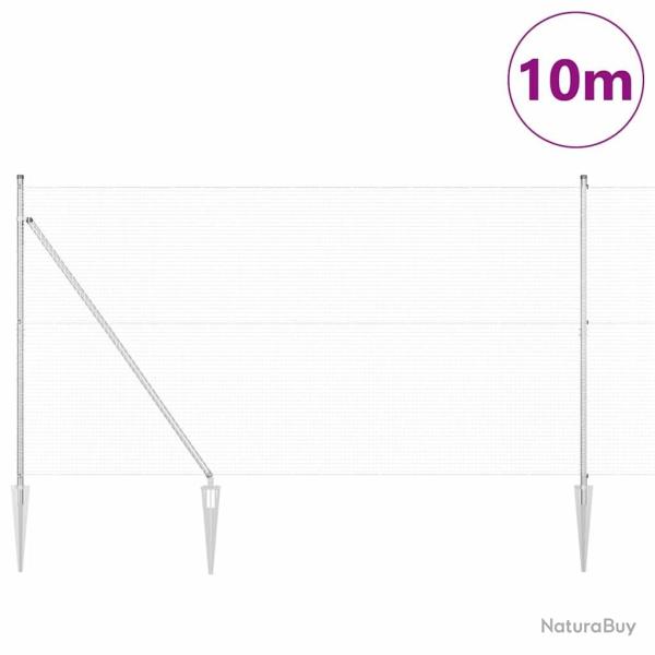 Set de poteaux de cl�ture 2 pi�ces Acier galvanis� 10 x 1,5 m