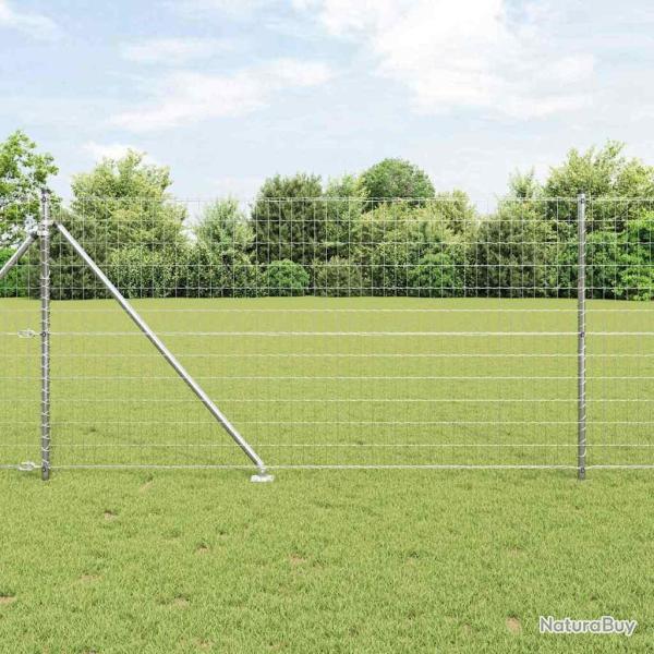 Cl�ture Euro avec 7 poteaux pointus, 1 x 10 m en acier galvanis�