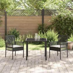 Chaise de jardin 2 pcs Noir 55 x 53 x 85 cm polyrotin