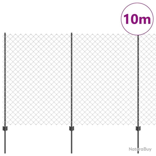 Cl�ture treillis avec 20 U Posts Gris 1.5x10 m Acier