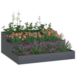 Jardini&egrave;re de jardin 3 niveaux 90x90x35 cm Anthracite Acier