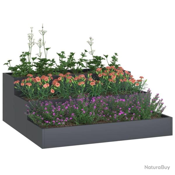 Jardini�re de jardin 3 niveaux 90x90x35 cm Anthracite Acier