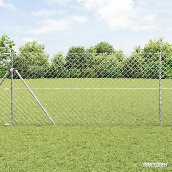 Jeu de Poteaux de Cl�ture Argent 1.2 x 10 m Acier galvanis�