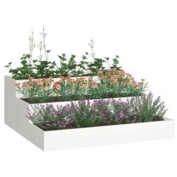 Jardini&egrave;re de jardin 3 niveaux 90x90x35 cm Acier blanc