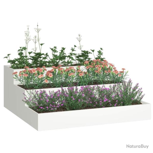 Jardini�re de jardin 3 niveaux 90x90x35 cm Acier blanc