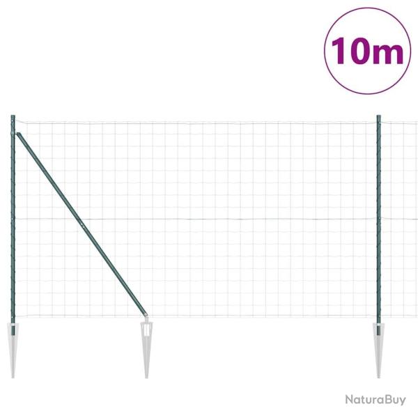 Cl�ture Euro avec 7 poteaux en fer galvanis� 1,5x10 m vert