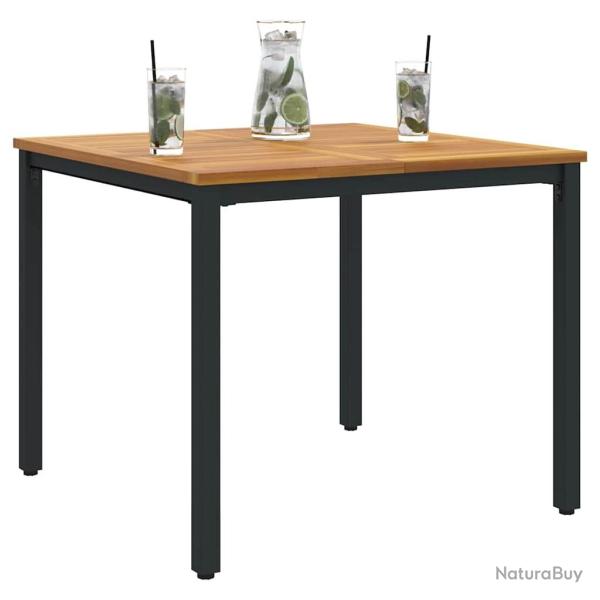 Table de jardin Naturel et Noir 90 x 90 x 75 cm