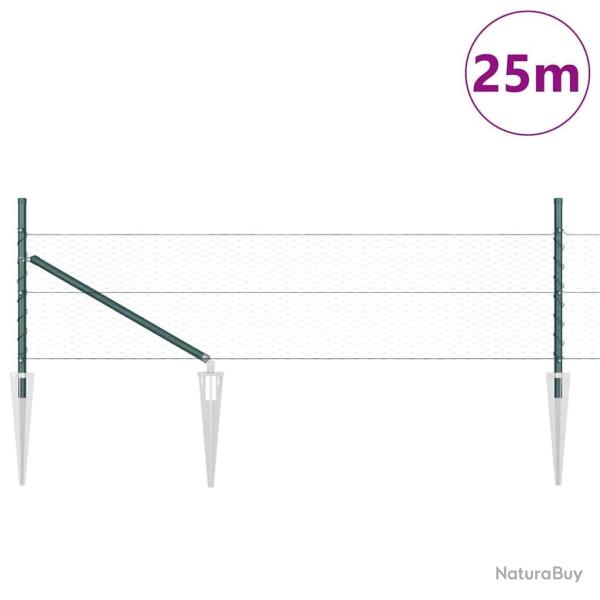 Kit de cl�ture Set de 2 Vert for�t M�tal, plastique 25 x 0,5 m