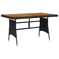 Table de jardin Noir 130x70x72 cm R&eacute;sine tress&eacute;e et acacia