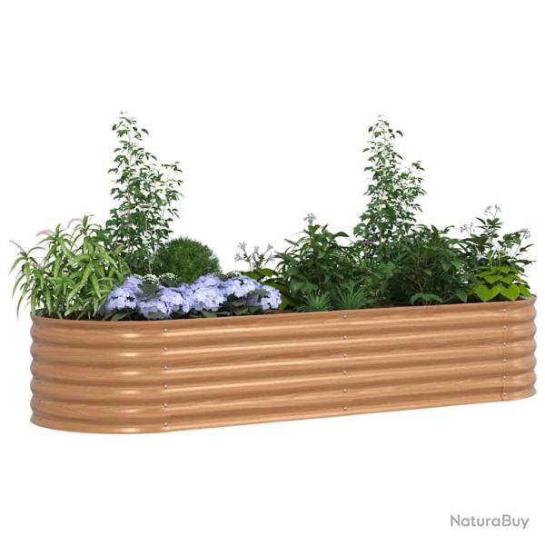 Lit de Jardin Sur�lev� Marron avec Aspect Bois 240x80x44 cm Acier