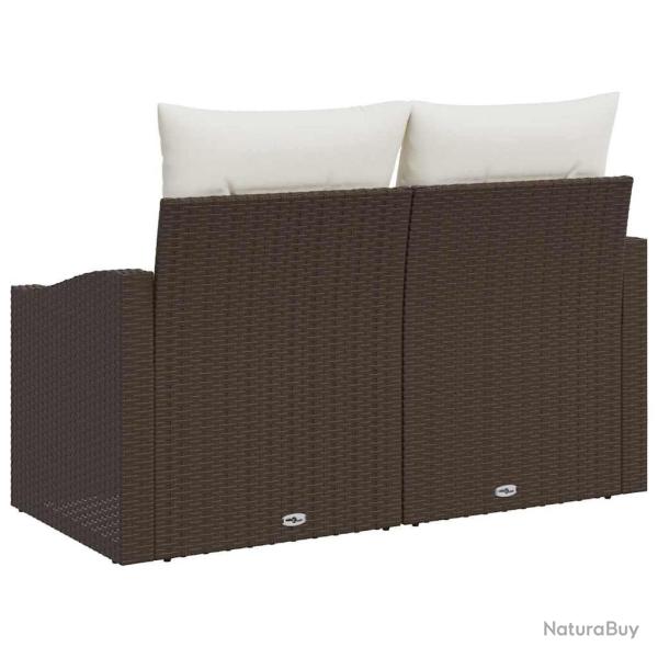 Canap de jardin 2 places avec coussins en poly rotin marron