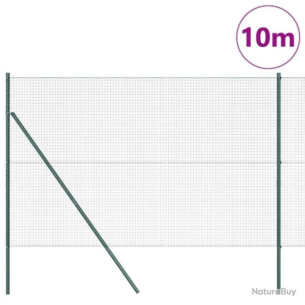 Cl�ture en fil soud� avec 7 poteaux verts 1,6 x 10 m en acier